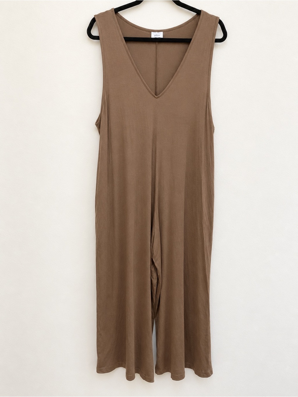 Sleeveless V-Neck Wide-Leg Jumpsuit in Taupe